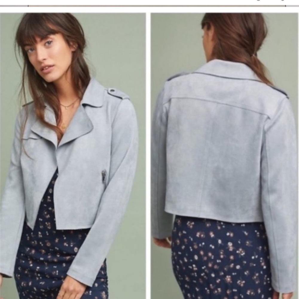 Anthropologie Women’s Faux Suede Blue Expressway Moto Jacket